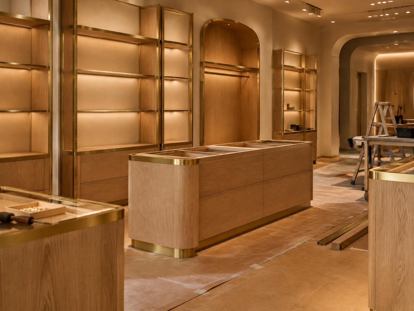Shopfitting joinery · illustrative